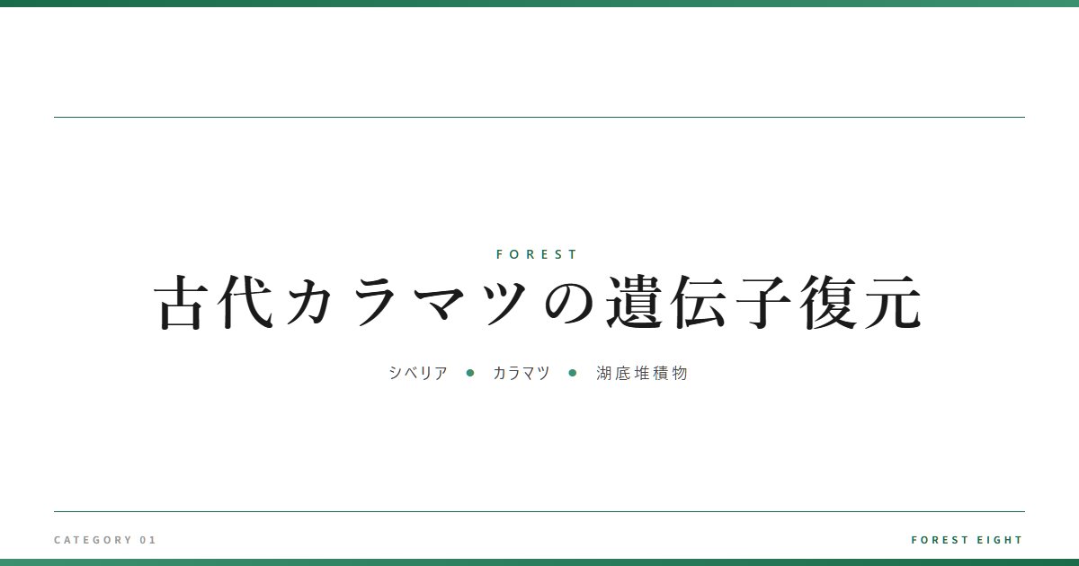 古代カラマツの遺伝子復元 | 森と所有 - Forest Eight