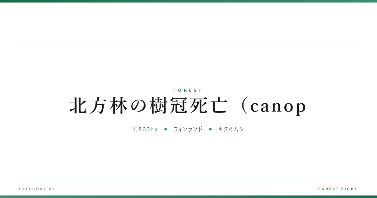 北方林の樹冠死亡（canop | 森と所有 - Forest Eight