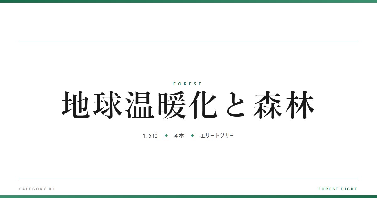 地球温暖化と森林 | 森と所有 - Forest Eight