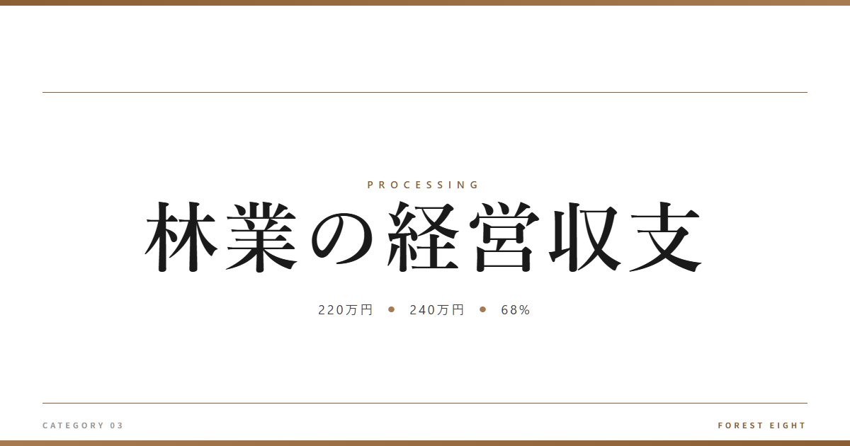 林業の経営収支 | 樹を木に - Forest Eight