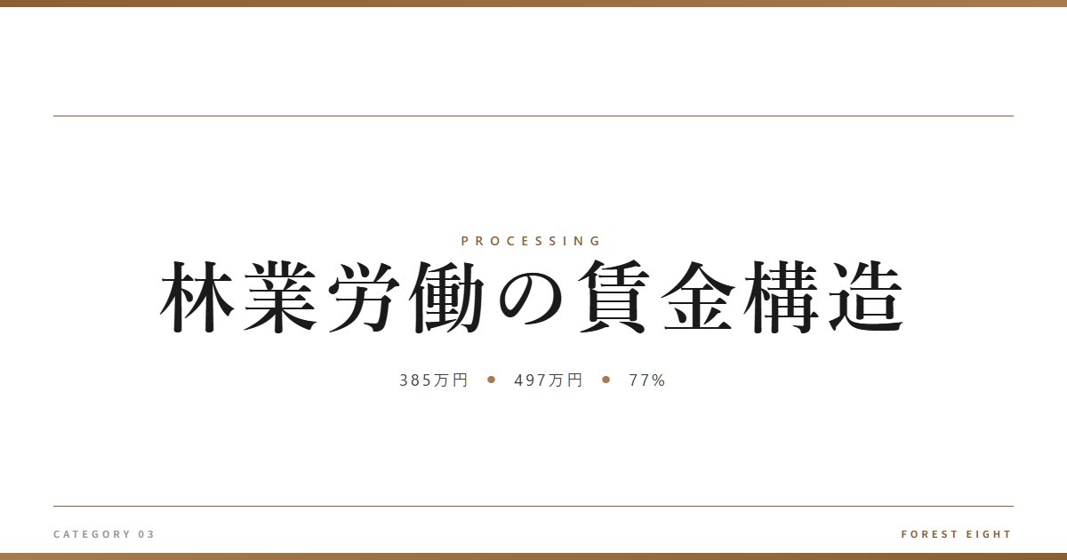 林業労働の賃金構造 | 樹を木に - Forest Eight