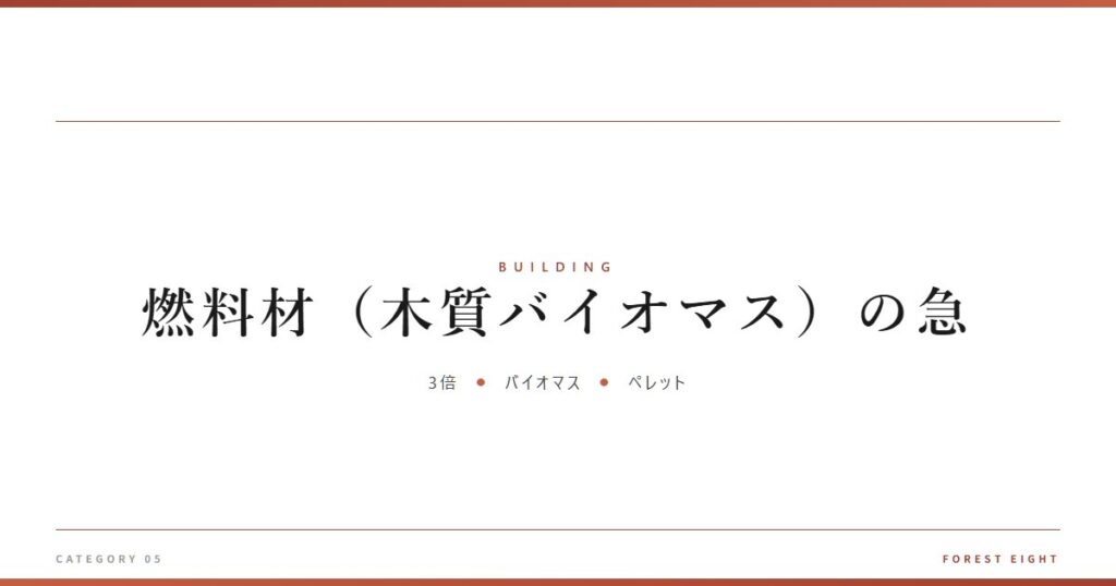 燃料材（木質バイオマス）の急 | 木と暮らす - Forest Eight