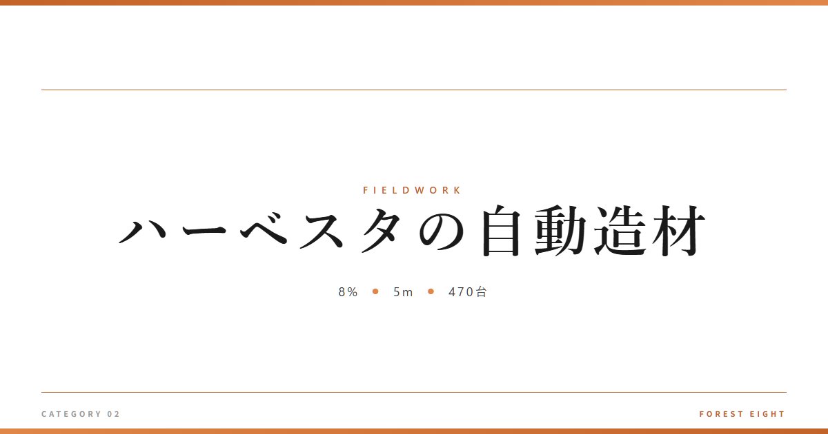 ハーベスタの自動造材 | 育みと収穫 - Forest Eight