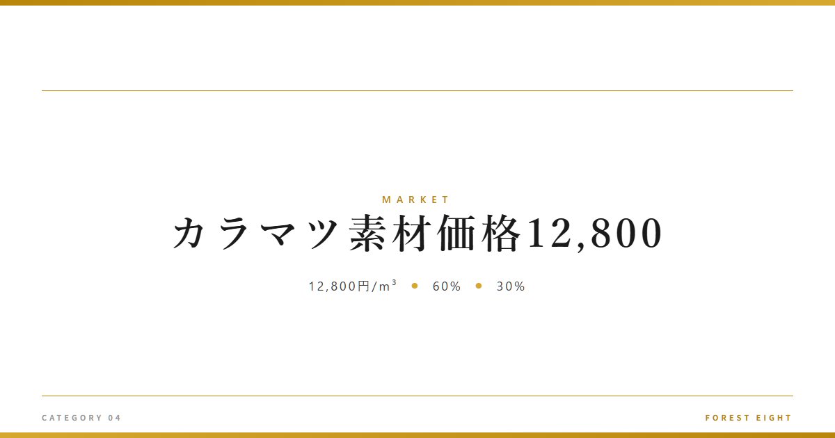 カラマツ素材価格12,800 | 経済とのつながり - Forest Eight