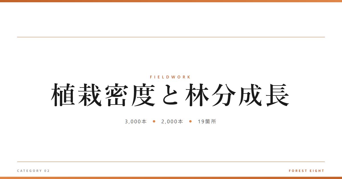 植栽密度と林分成長 | 育みと収穫 - Forest Eight