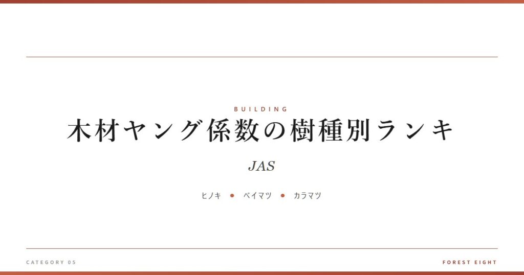 木材ヤング係数の樹種別ランキ | 木と暮らす - Forest Eight
