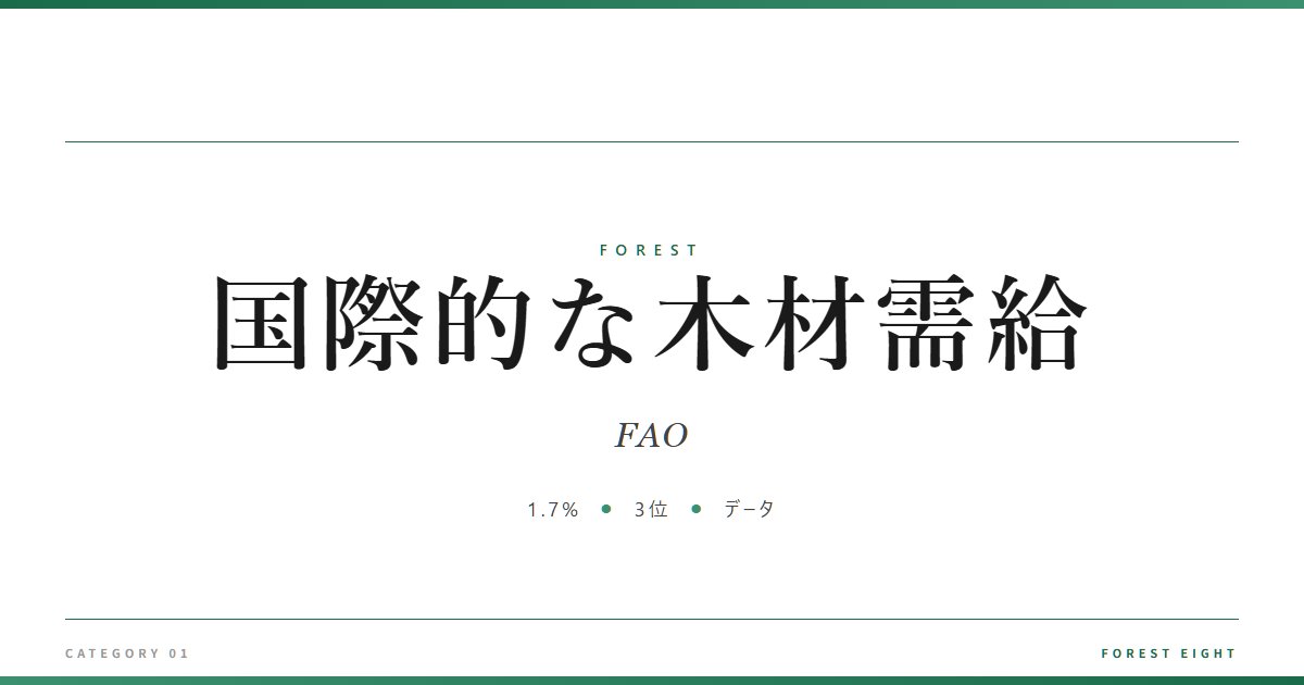 国際的な木材需給 | 森と所有 - Forest Eight