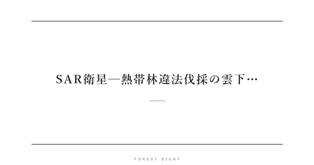 SAR衛星─熱帯林違法伐採の雲下… | Forest Eight
