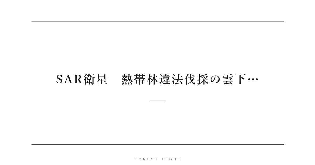 SAR衛星─熱帯林違法伐採の雲下… | Forest Eight