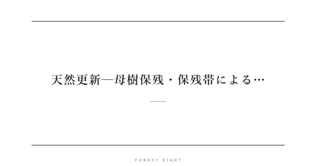 天然更新─母樹保残・保残帯による… | Forest Eight