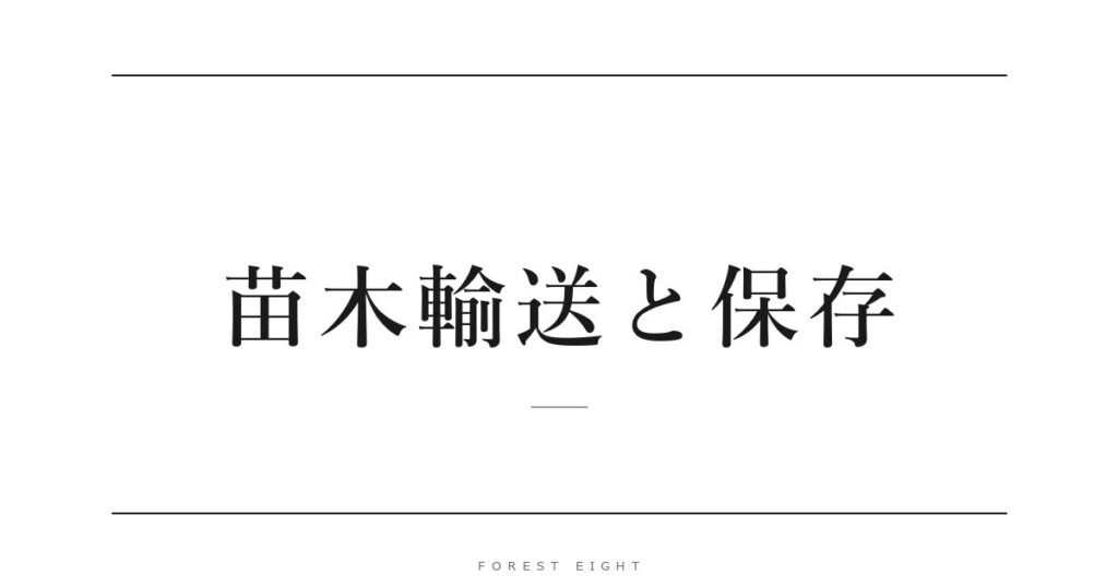 苗木輸送と保存 | Forest Eight